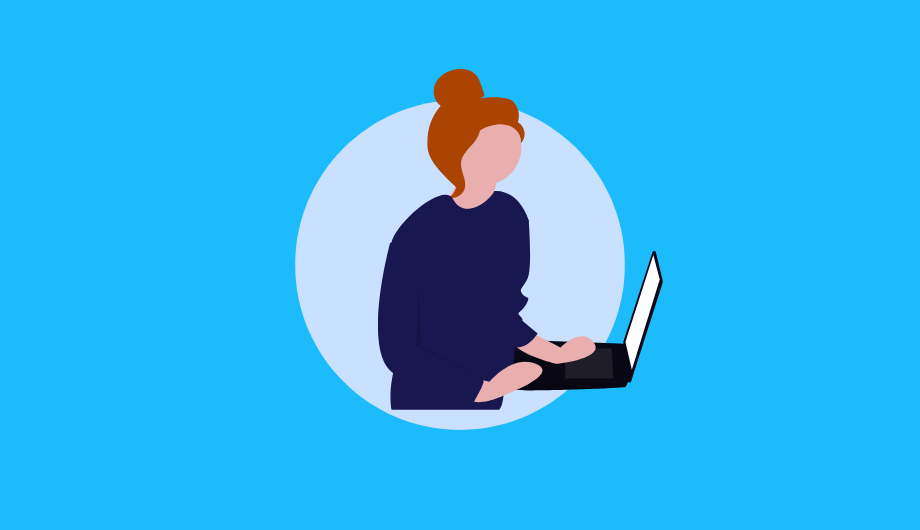 Illustration of woman on laptop.