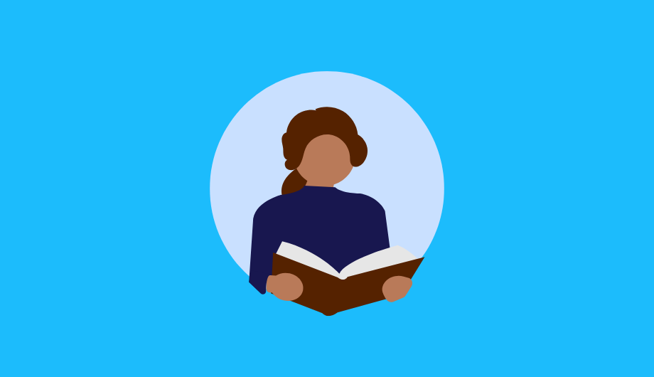 Illustration of woman reading.