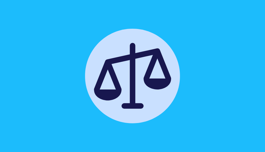 Blue scales of justice icon.